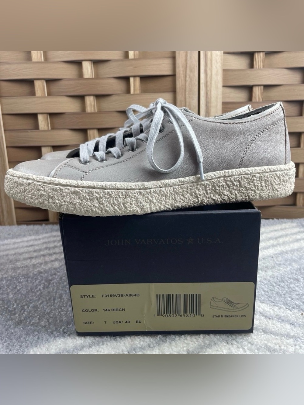 JOHN VARVATOS UNISEX USA Star M Dove Gray Leather Sneakers